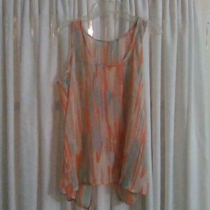 Multi Color Sheer Sleeveless Top Sz S